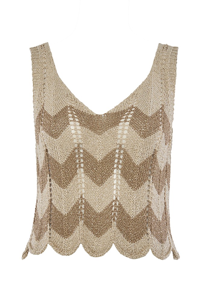 Top tejido de lúrex con estampado en zigzag