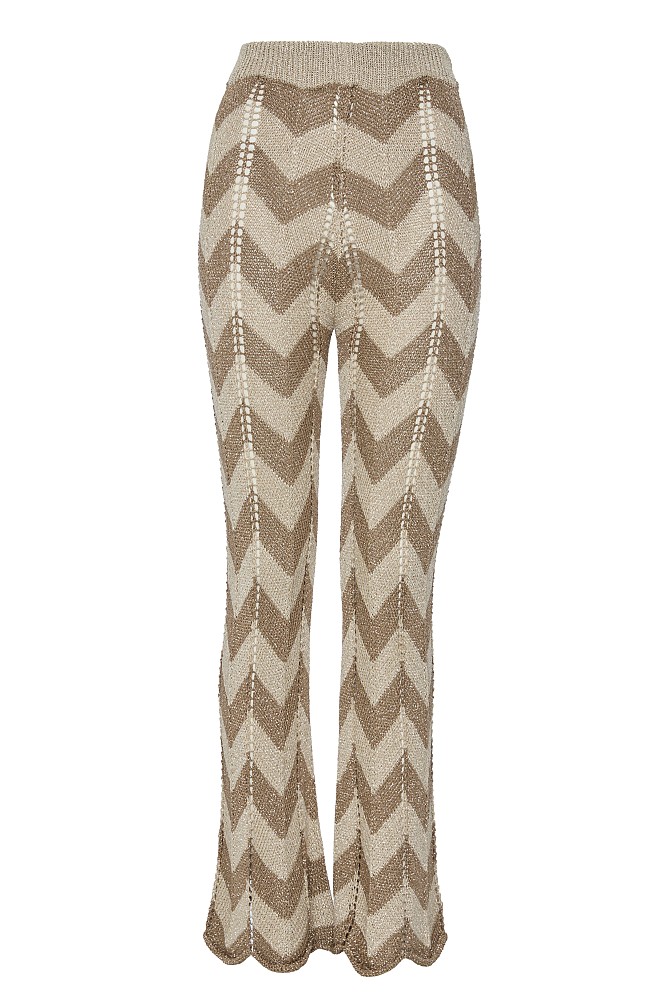 Pantalones tejidos de lúrex con estampado en zigzag