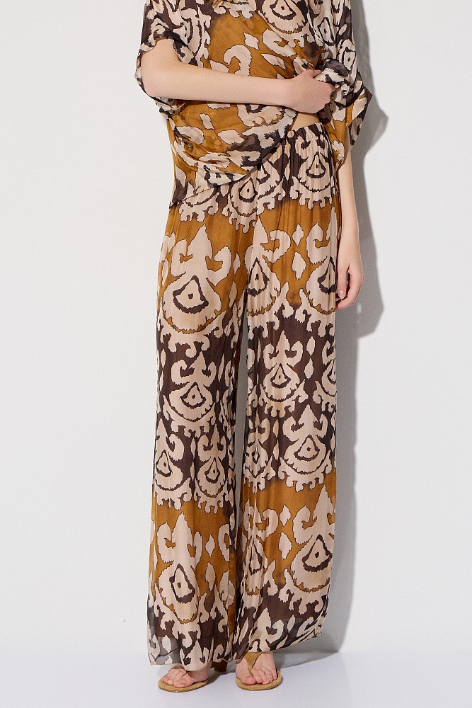 Printed high-waisted trousers