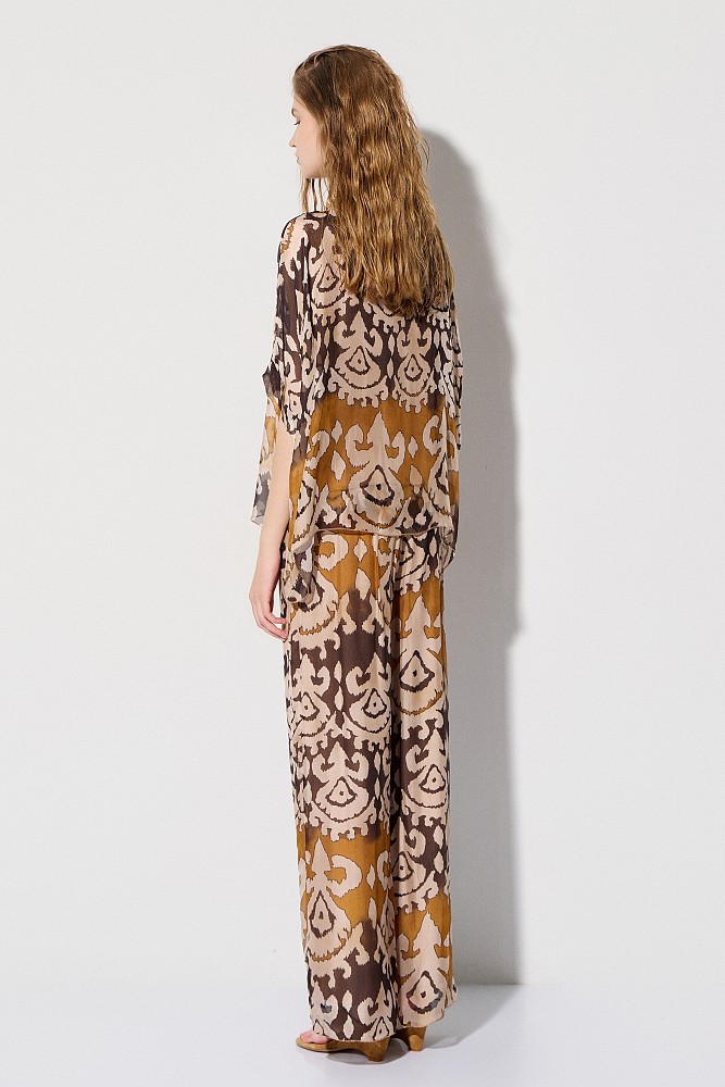 Printed high-waisted trousers