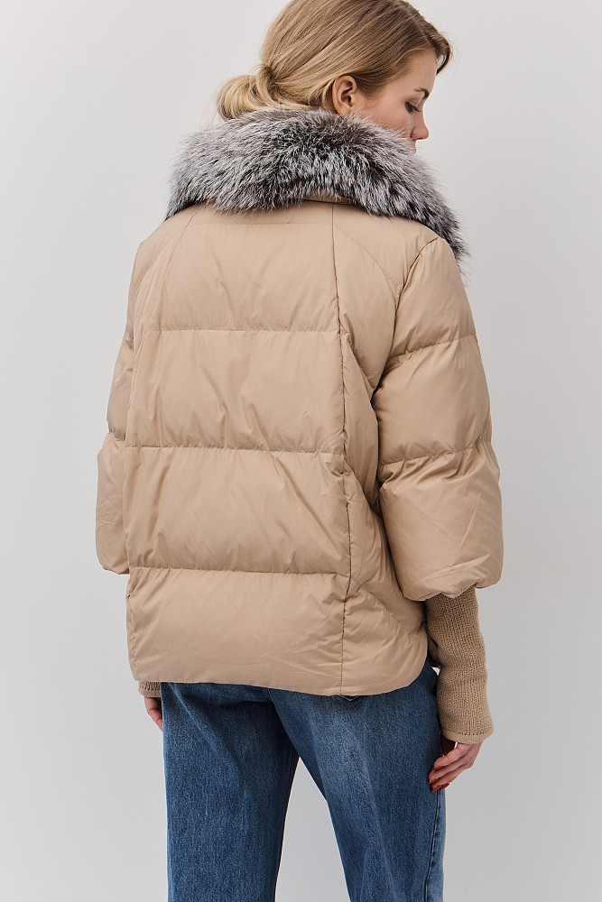 Πουπουλένιο puffer με γούνα
