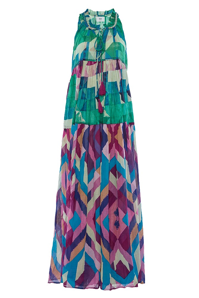 Maxi printed dress with ruffles