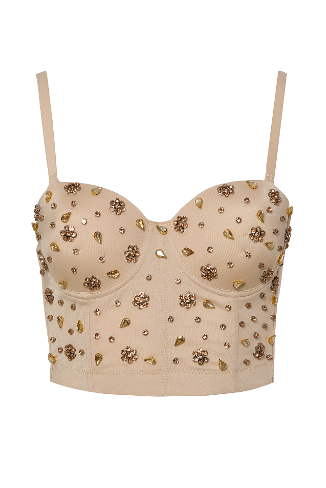 Bustier with decorative stones - Gold label
