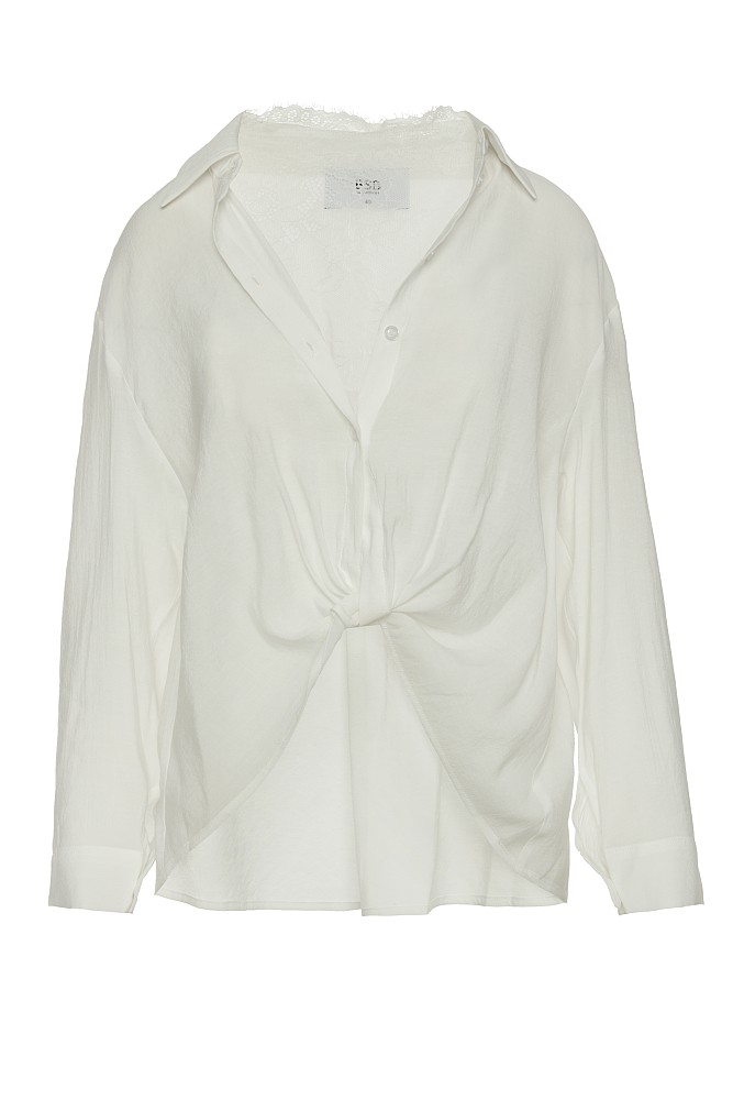 Crepe shirt with a lace top