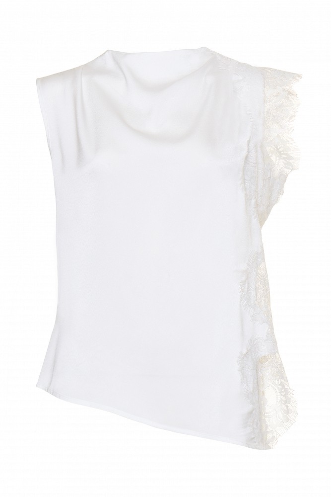 Blouse with lace and satin touch