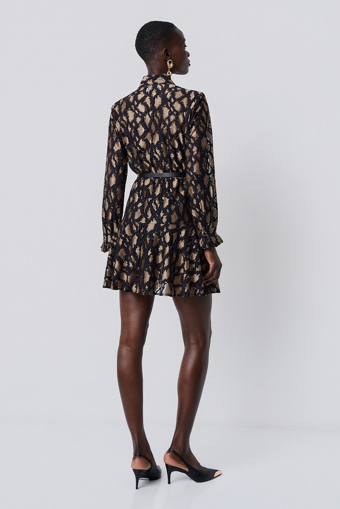 Μίνι animal print φόρεμα με δαντέλα