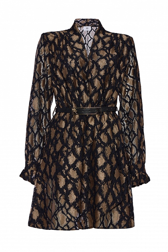 Μίνι animal print φόρεμα με δαντέλα