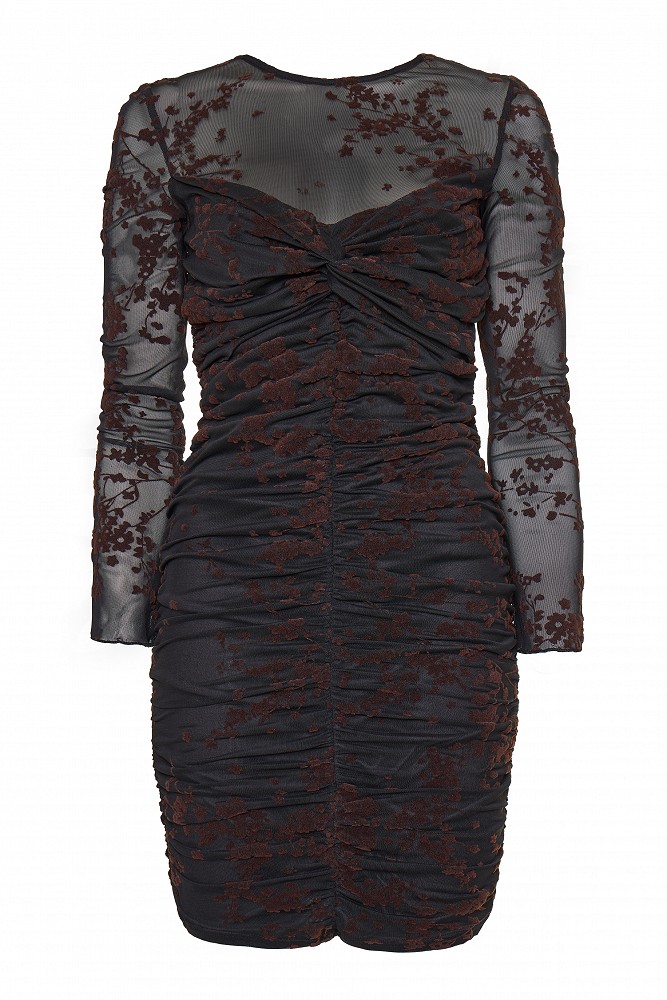 Mini dress with sheer and floral detailing