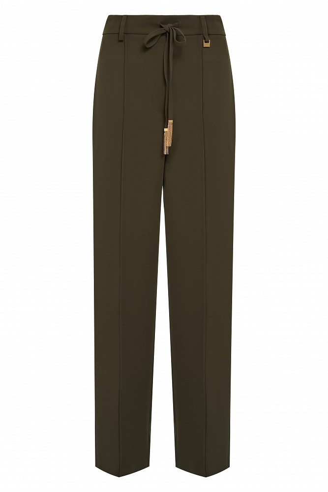 Fabric trousers with a tie drawstring waist