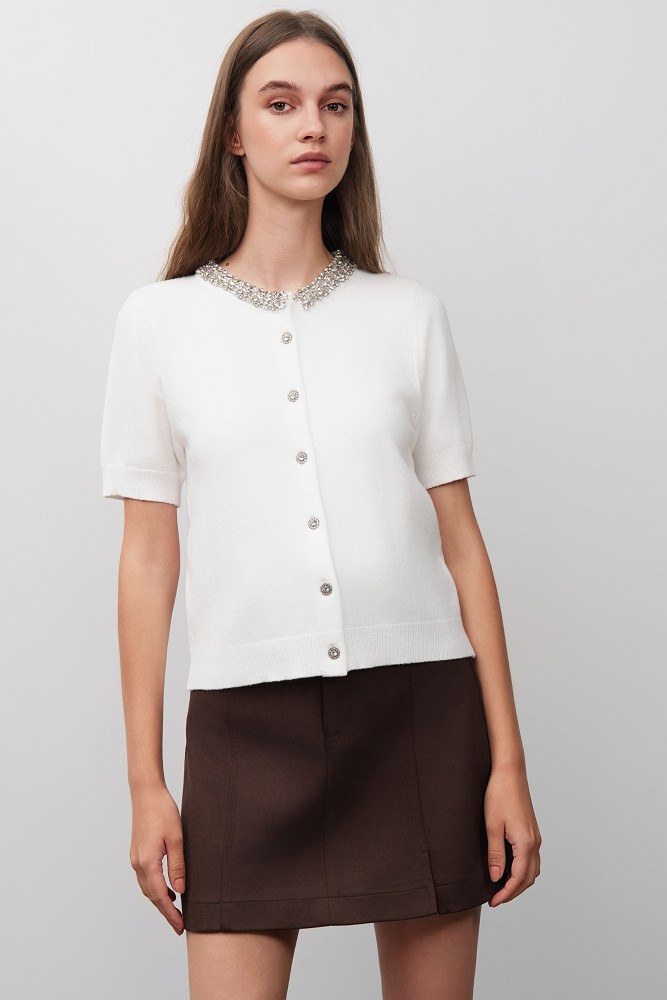Cardigan din tricot cu detalii strălucitoare