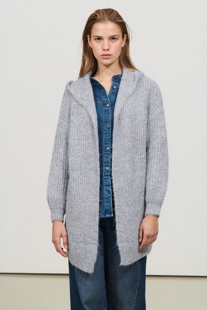 Cardigan din tricot cu paiete
