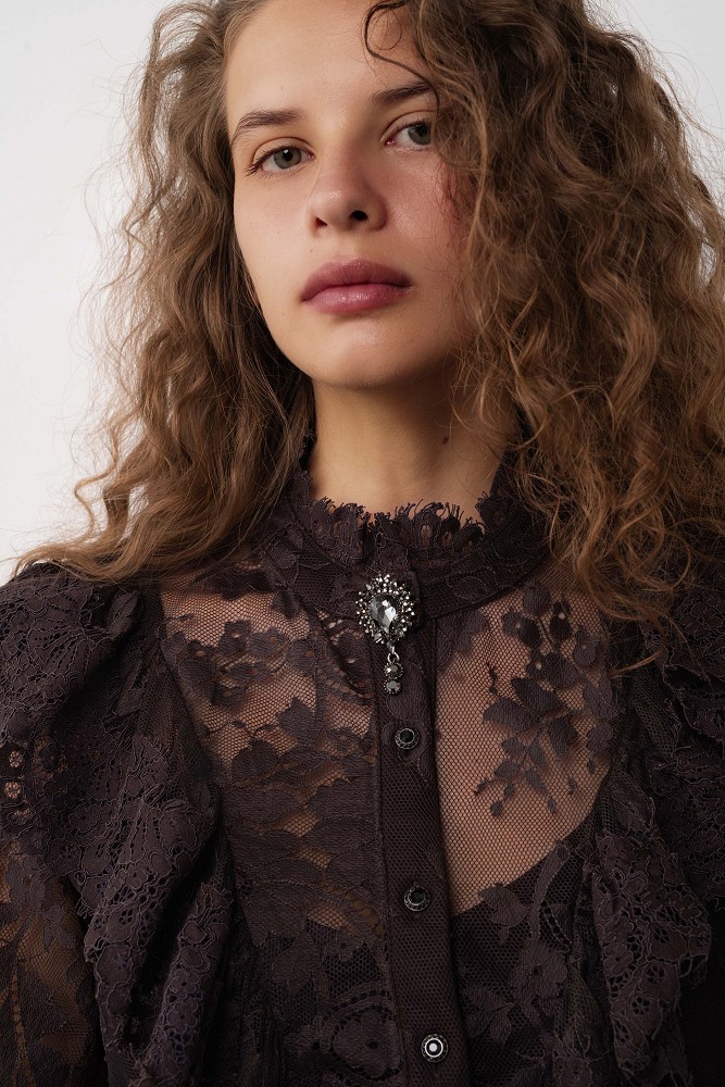 Semi-sheer lace blouse