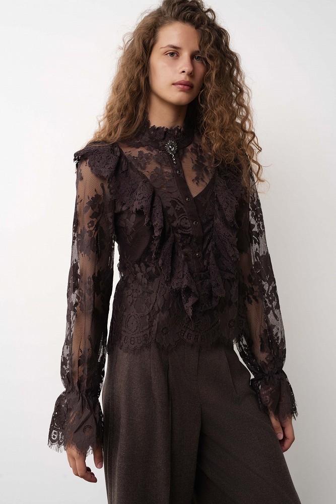 Semi-sheer lace blouse