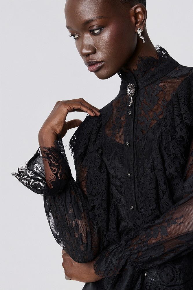 Semi-sheer lace blouse