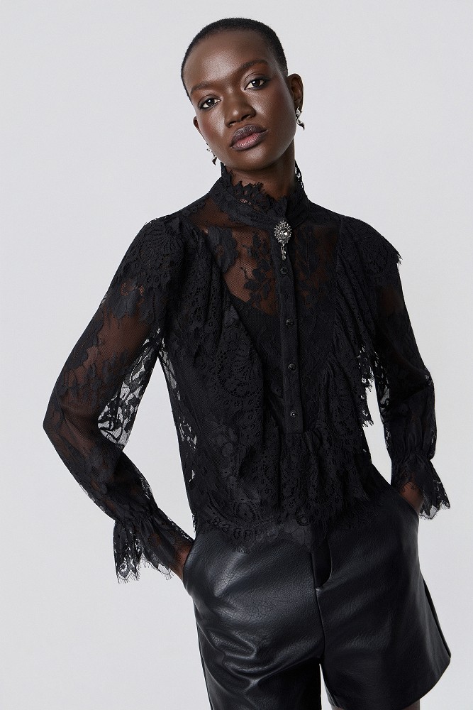Semi-sheer lace blouse