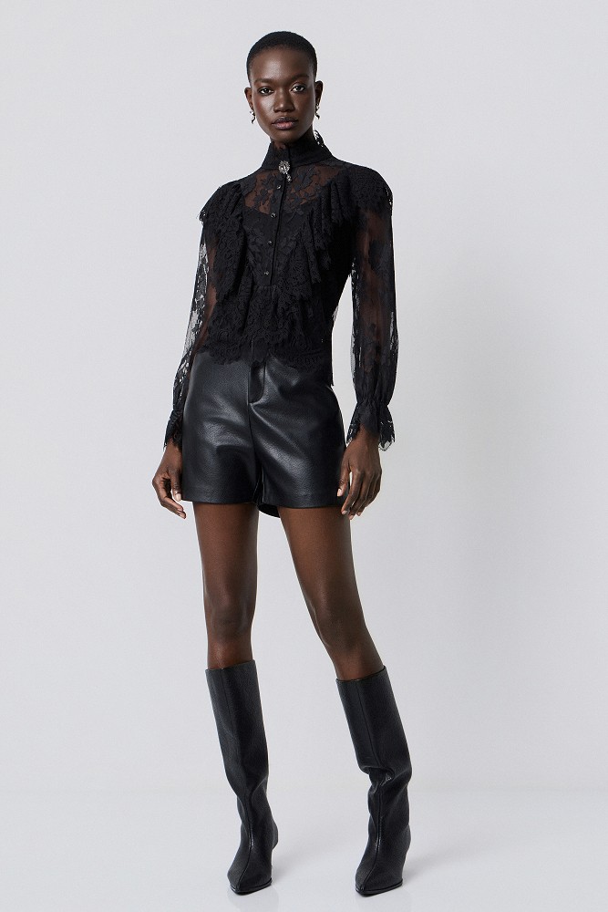 Semi-sheer lace blouse