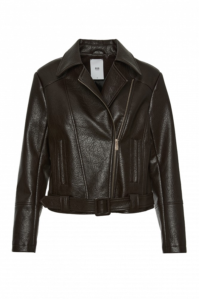 Leather-look jacket with belt
