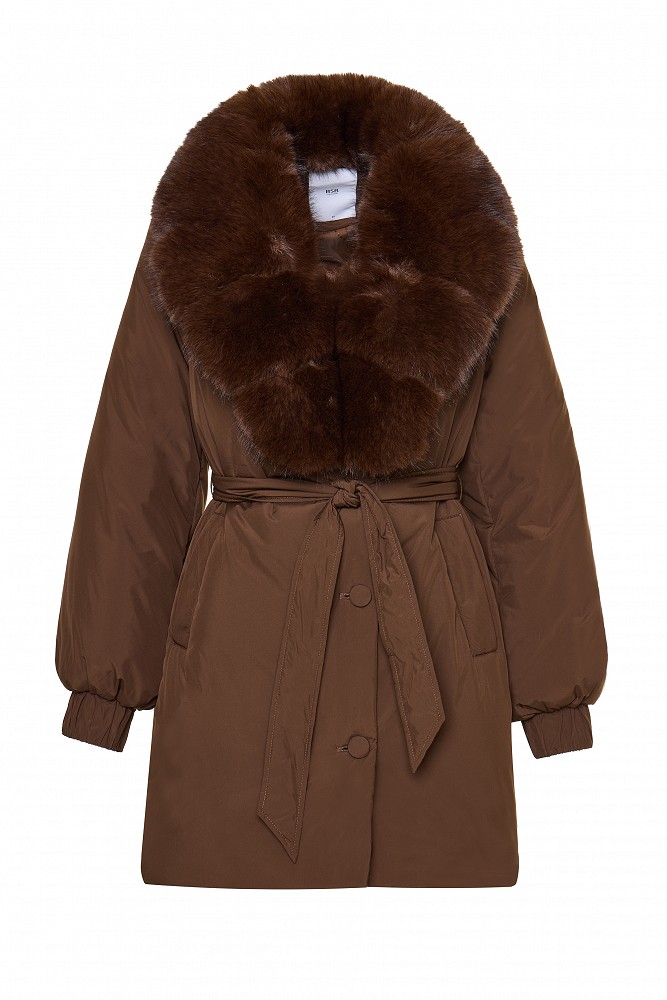 Jacket with faux fur collar