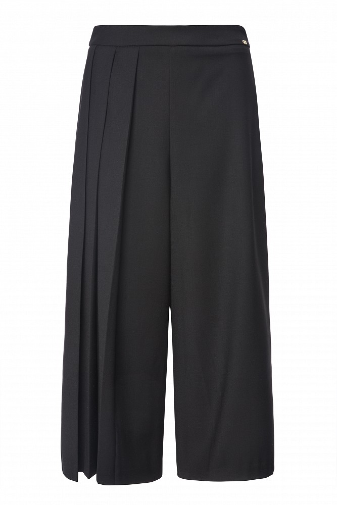 Asymmetric pleated culotte trousers