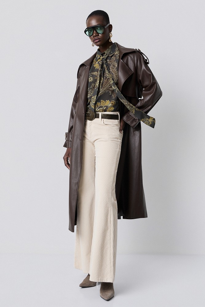 Leather-effect trench coat