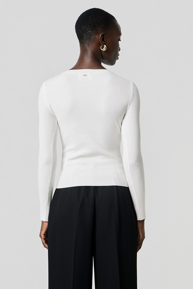 Sweater with cut-out detail and rhinestones