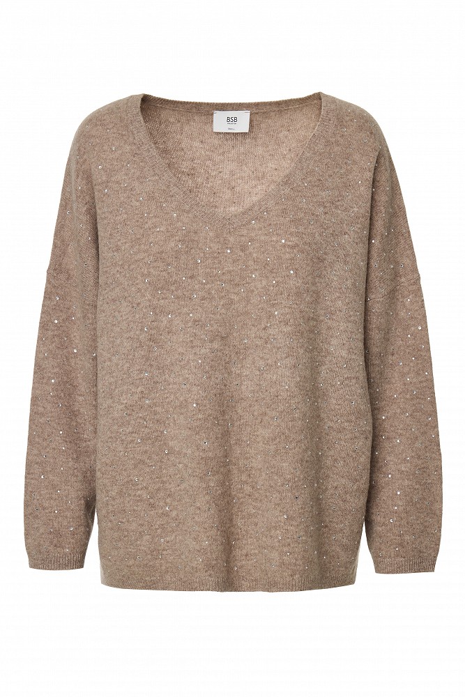 Wool sweater with rhinestones