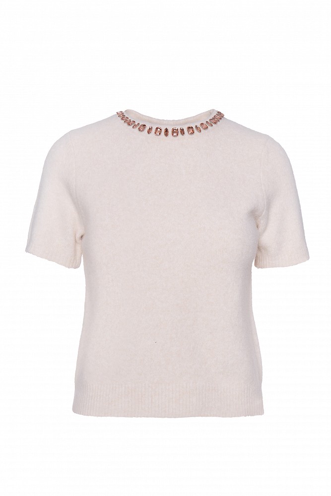 Sweater with decorative stones