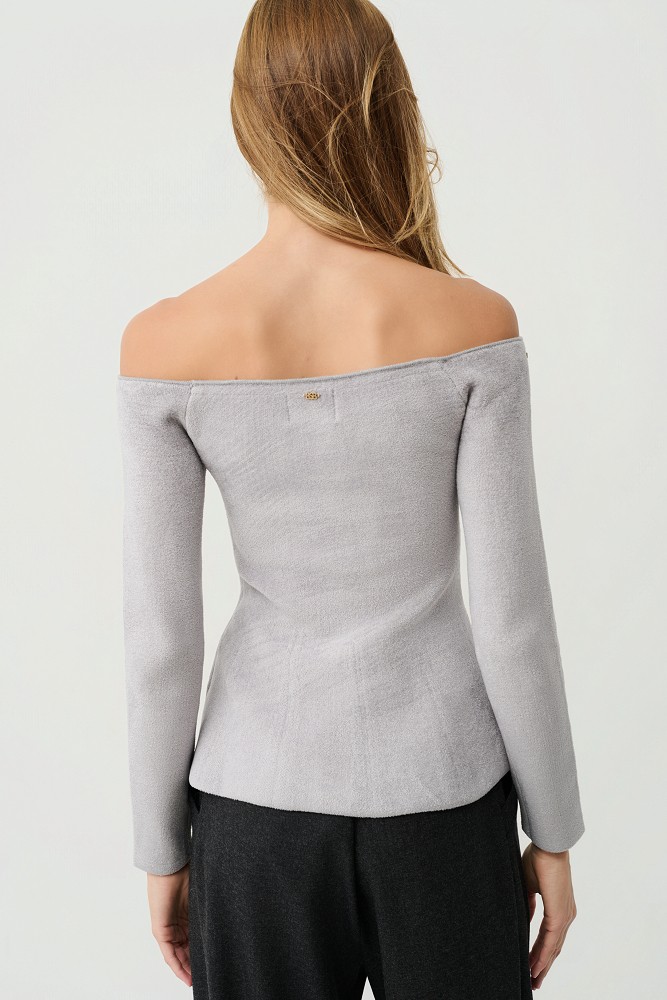 Off-shoulders blouse with embellished stones and crystals