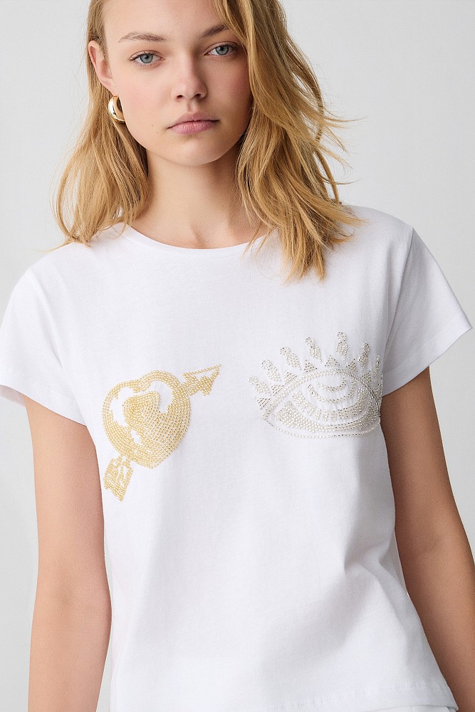 Tricou cu pietricele decorative