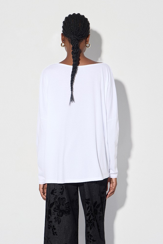 Oversized cotton long-sleeve blouse