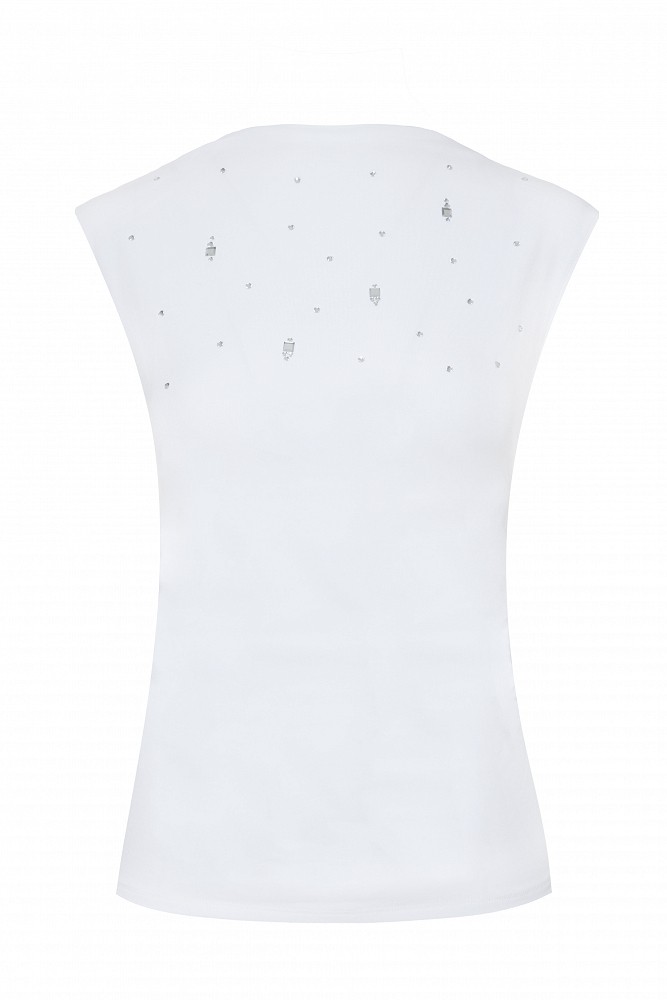 Sleeveless top with rhinestone embellishments
