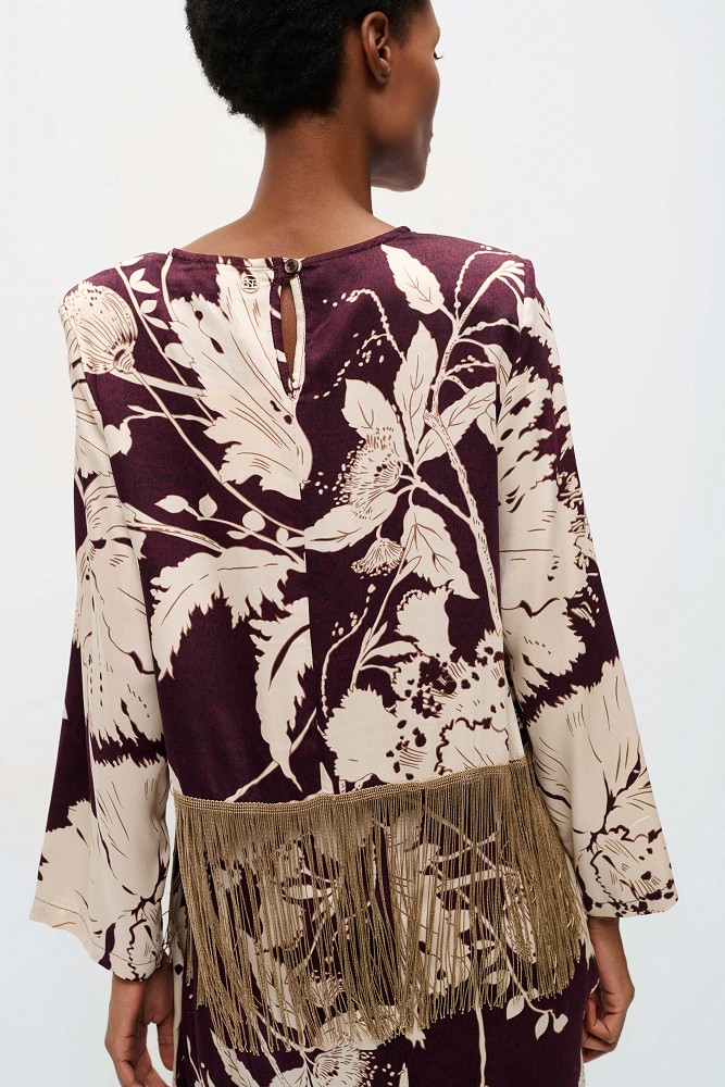 Floral blouse with fringe details