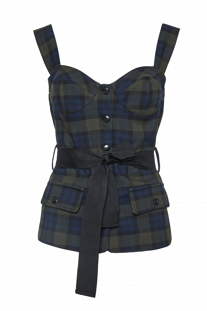 Checked top with a waist belt