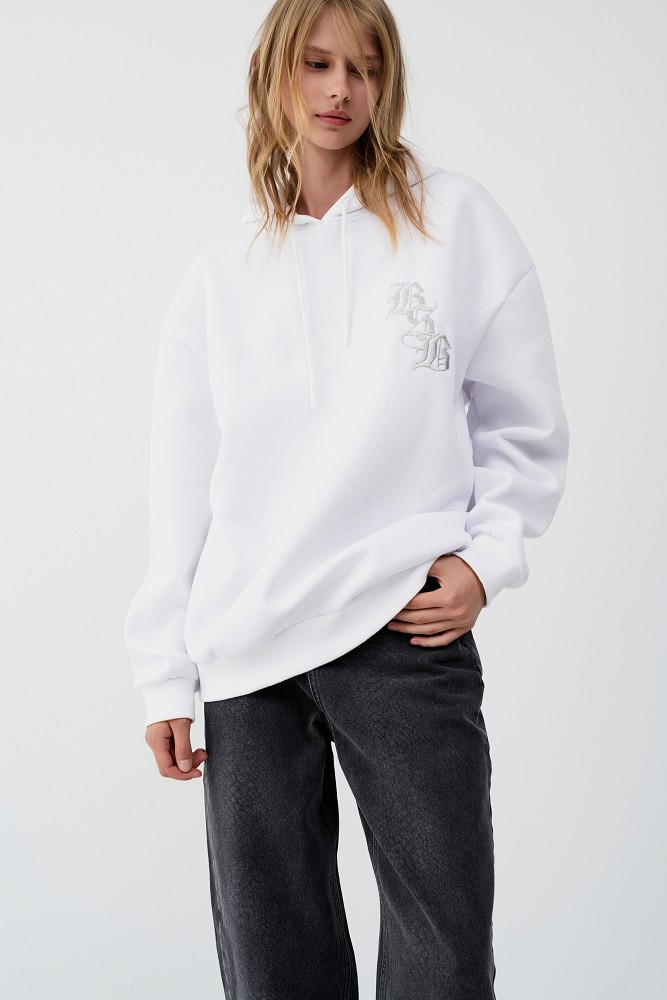 Hanorac oversized cu glugă și print pe spate