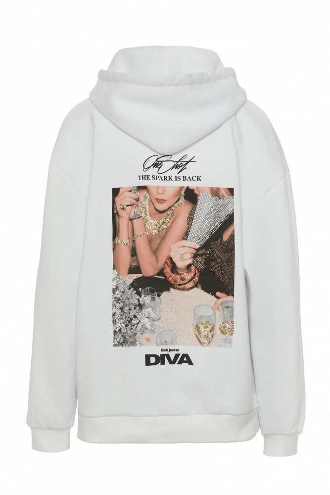 Hanorac oversized cu glugă și print pe spate