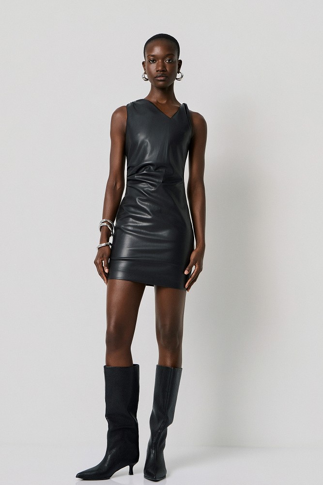 Mini leather-look dress