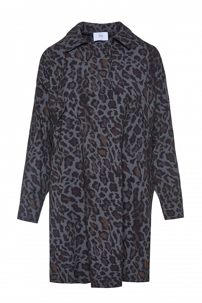 Mini leopard print shirt dress