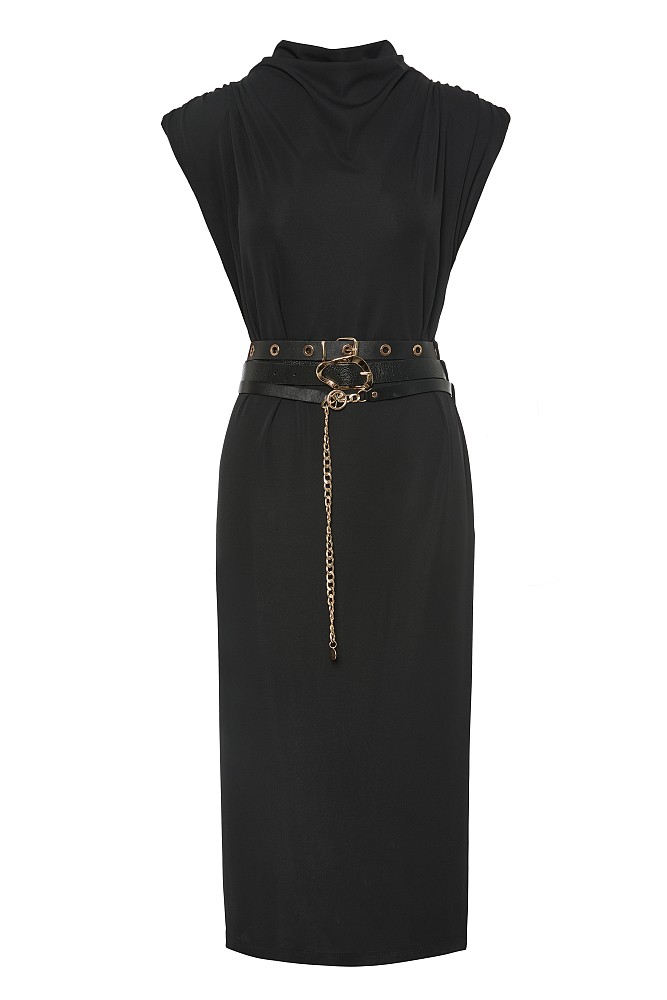 Midi dress with strap details