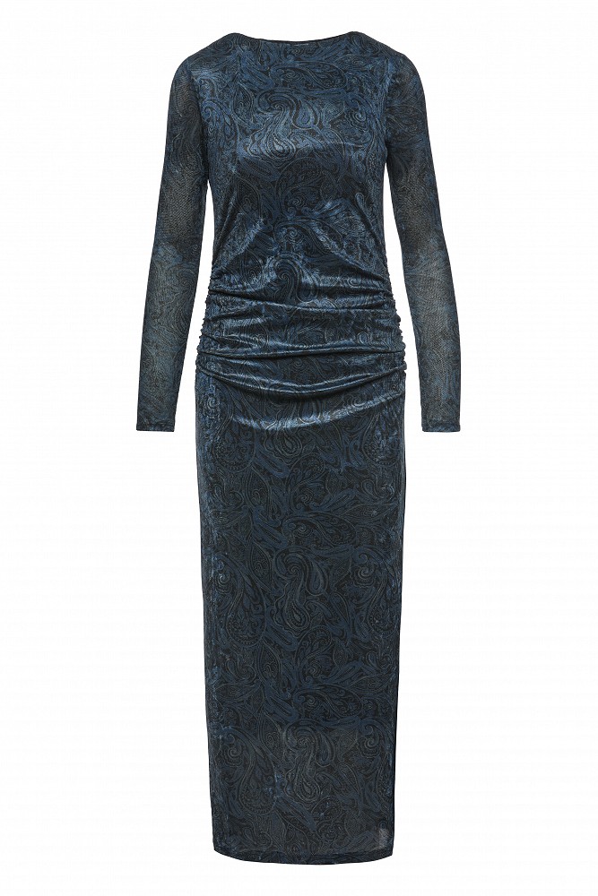 Printed velvet midi dress