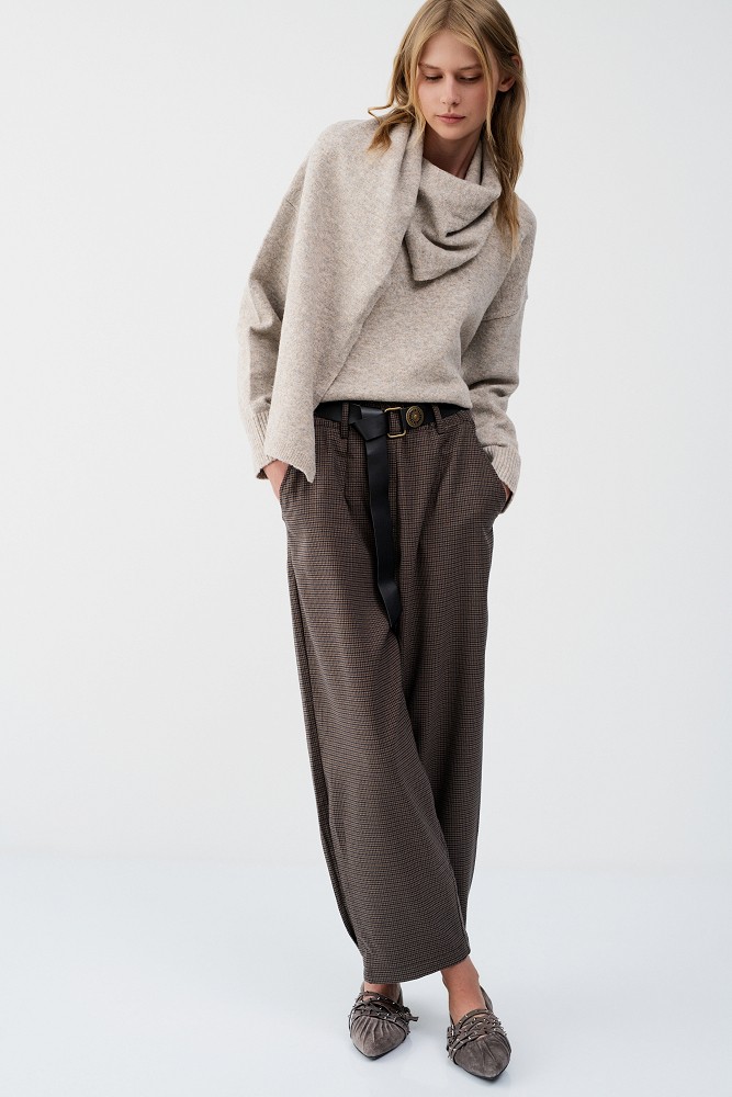 Joy barrel pied-de-poule trousers