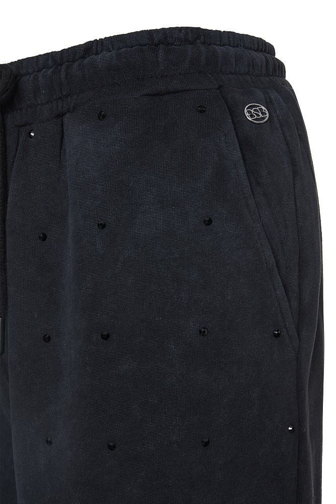 Sweatpants with rhinestone embellishments
