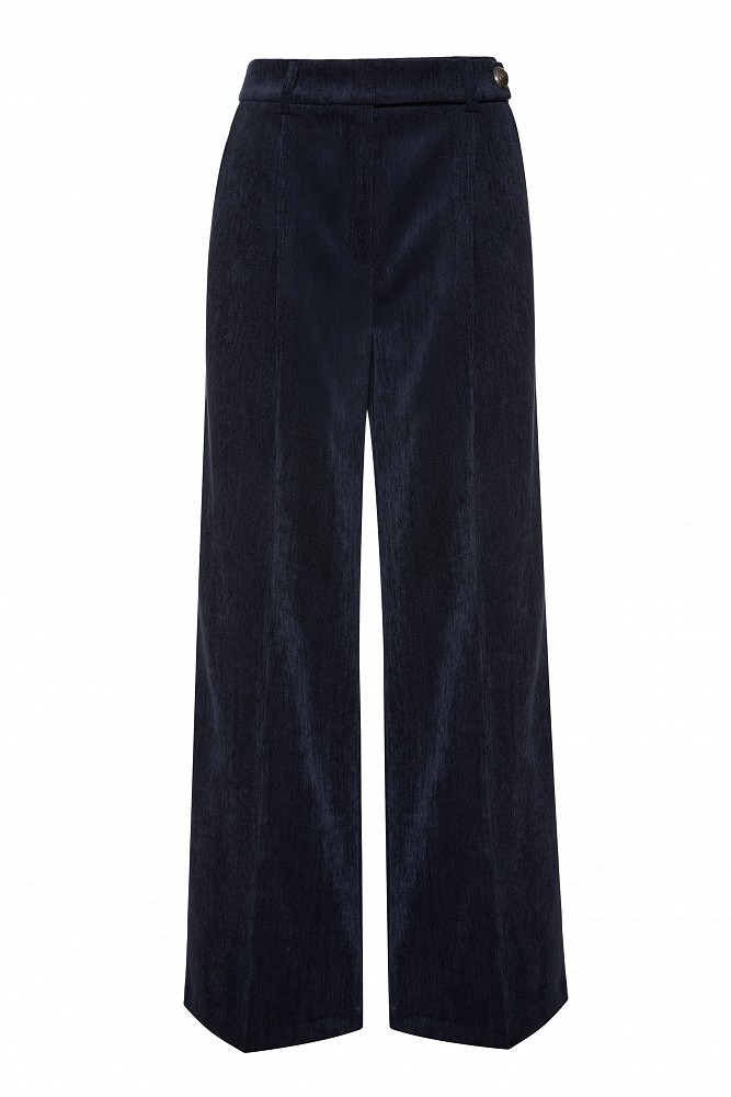 Pleated velvet-look trousers