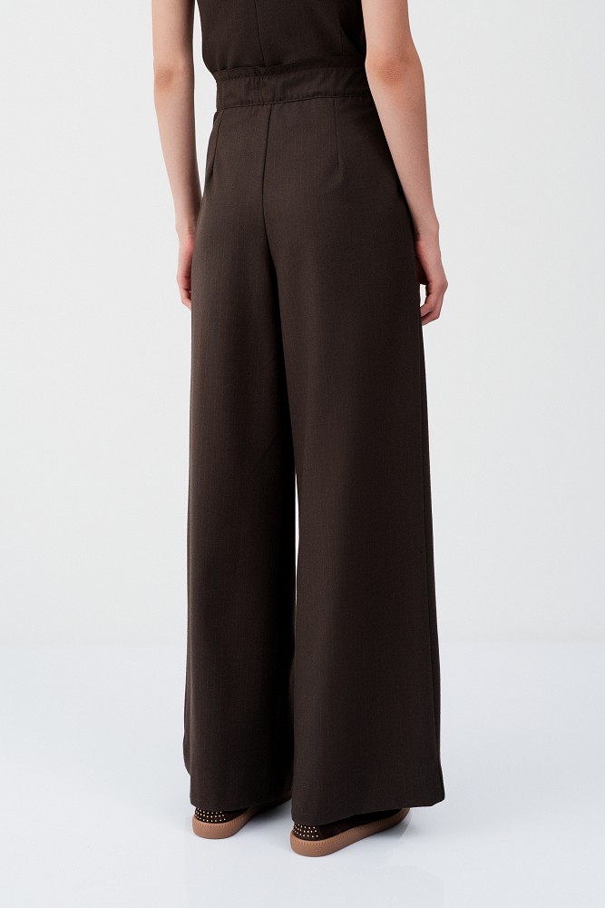 Pantaloni wide-leg cu talie înaltă și dungi