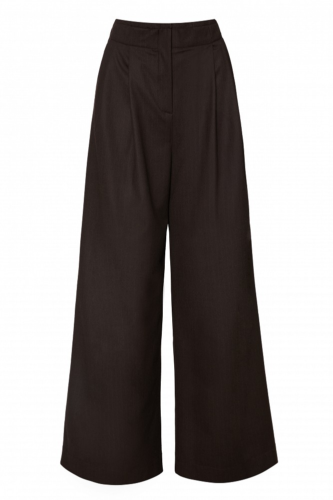 Pantaloni wide-leg cu talie înaltă și dungi