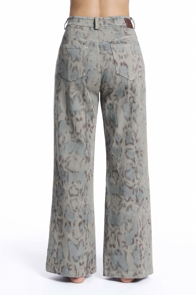 Blugi Erika wide-leg cu animal print