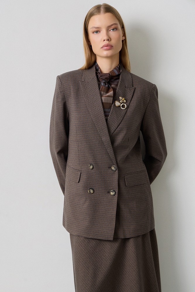 Blazer a cuadros de doble botonadura