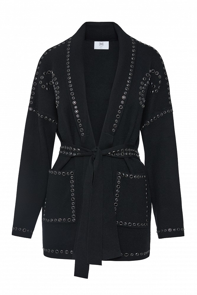 Knitted cardigan with rhinestone embellishments