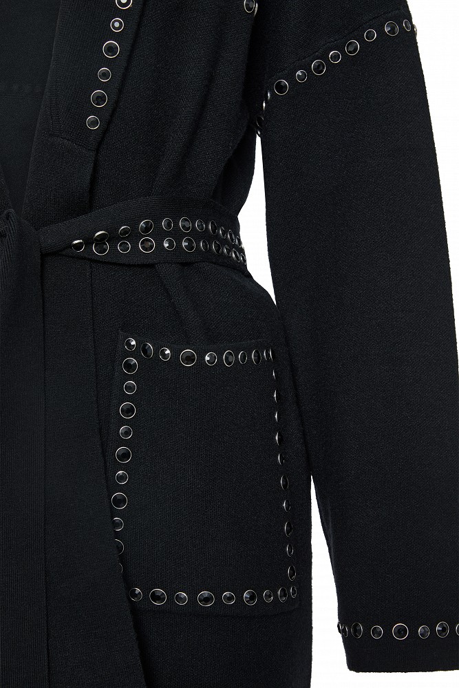 Knitted cardigan with rhinestone embellishments