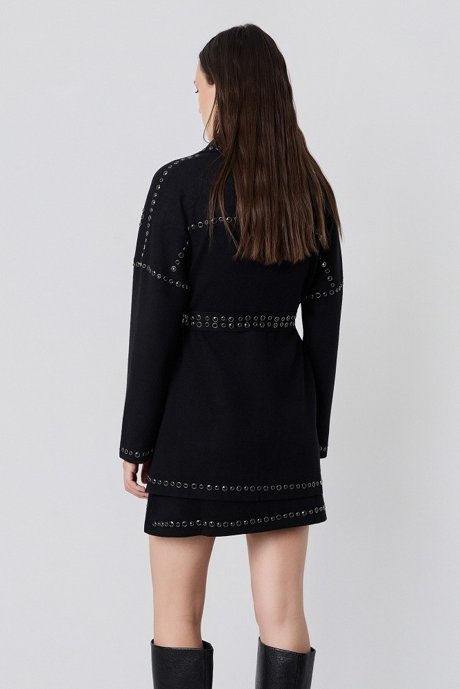 Knitted cardigan with rhinestone embellishments