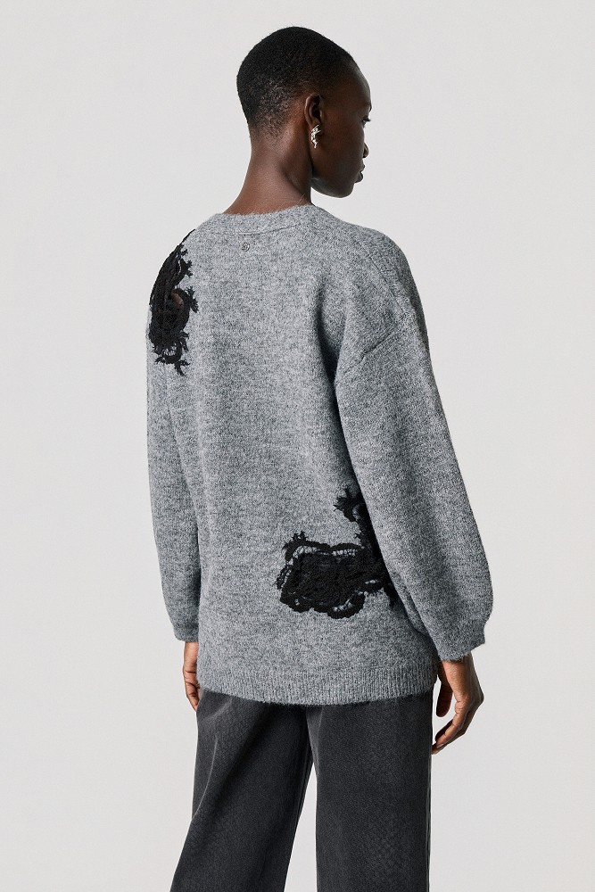 Cardigan din tricot cu dantelă